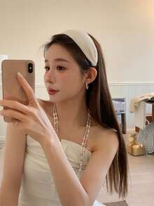 3条/1条 38厘米/14.96英寸周长 针织加宽黑/白/灰发带，时尚百搭高端优雅简约纯色发饰，适合日常佩戴、休闲、派对、通勤、海滩、扎马尾、盘发、洗脸、化妆、搭配服装等场合。 - 彩色 - 查看 7