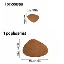 4 件/1 件人造皮革餐垫和杯垫，耐热防滑可洗餐桌垫，北欧风格咖啡垫，适用于厨房餐厅，家居装饰 - 棕色 - 查看 12