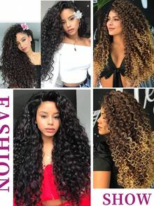 24 Inch Brown Mix Dark Brown Silky Synthetic Long Ocean Wave Wavy Hair , High Quality Natural Wig.Hawaii Curly,13x6 HD Curly Lace Front Wigs, For Women ,With Adjustable Straps For Daily Wear Christmas Halloween New Year Carnival Music Festiva