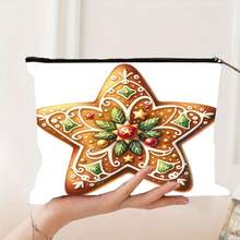 9 piezas, bolsa de maquillaje con estampado de muñeco de nieve y hombre de jengibre navideño y calcetines navideños, bolsa de cosméticos con cremallera y bolsa de artículos de tocador, estilo bohemio, bolsa de medicina reutilizable con tema de dibujos animados, bolsa para lápices, bolsa de almacenamiento, para la escuela, decoración del hogar de verano, bolsa de aperitivos, 9 pulgadas x 6 pulgadas