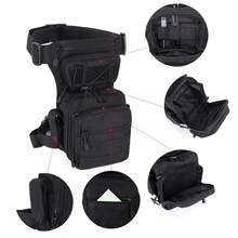 Bolsa de Perna Tática para Homens, Pochete de Cintura para Motocicleta ao Ar Livre, Bolsa de Coxa para Caminhada e Passeio, Multi-Bolso, Bolsa de Viagem, Mochila Casual de Bicicleta com Zíper - Preto - Visão 4