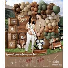 DWoodland Animals Baby Shower Decoration Party Plies Forest Animal Neutral Gender Reveal Party Decorations Backdrop Balloon Arch Box Mom To Be Sash Dad To Be Pin Tablecloths Cake Topper - BrownsGreens - Xem 7