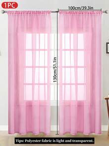 1 pieza Cortina de voile transparente, tela ligera y traslúcida, bloqueo solar y aislamiento térmico, diseño de bolsillo para varilla, buena caída, adecuada para decoración de sala de estar, dormitorio, balcón | Decoración de otoño, decoración de habitación