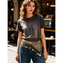 1pc Boho Belly Dance Waist Chain, New Exotic Belly Dance Waist Sash, Dance Costume Waist Belt With Tassel Coin Decor Fall, Autumn, Halloween - 彩色 - 查看 9