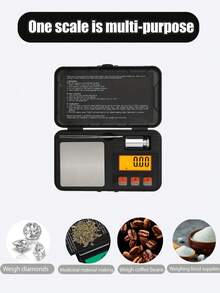 [Christmas Gift] 1PC Portable Jewelry Scale Kitchen Scale - 200g/7oz Range Digital Electronic Scale - Precise To 0.01g - Includes Tweezers And 50g Calibration Weight - Multiple Units Available: G, Oz, Ozt, Dwt, Gn, Ct - One-Click Zeroing Function - ABS Durable Material - Dust-Proof Protective Cover - Kitchen Tool - Suitable For Jewelry Weighing, Kitchen Cooking, Dessert Baking, And Other Scenarios. Product Does Not Include Battery