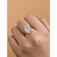 2.5CT Emerald Cut Engagement Ring Women, S925 Silver AAAA CZ Promise Ring With And Side Stones - bạc + 8 - Xem 3