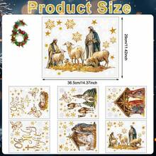 CCINEE 6 Sheets Christmas Nativity Window Clings For Glass Decorations, Double-Sided Jesus Nativity Scene Window Stickers Christian Religious Decals For Holiday Indoor Office  Decorations - Back - View 4