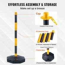 Conos de señalización de tráfico ajustables, paquete de 6, barrera de señalización  vial con base rellenable, cadena de 8 pies, para control de tráfico, advertencia, estacionamiento, construcción, carreteras, amarillo y negro - paquete de 6 - Ver 4
