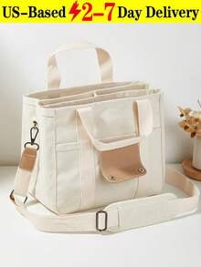 [US-Based Shipping]Large-Capacity Multi-Compartment Shoulder Bag Versatile Minimalist -Worthy Mom Bag Stylish Multifunctional Tote Dual-Use Crossbody/Shoulder Bag Convenient Travel/Business Bag Maternity/Baby Shoulder Crossbody Bag Portable Commuter Canvas Tote Multifunctional Handle Tote Beige Large Campus Tote Multi-Compartment Design Perfect For Beach, Campus, Work & Daily Use - Nhiều màu - Xem 12