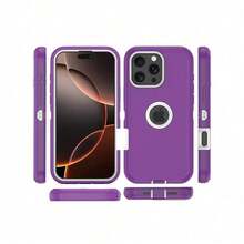 Apple Anti Drop, Shock-Absorbing, And Abrasion Resistant, Full Body Protective Phone Case, Sturdy, Three In One Protective Case Compatible With Iphone,  Galaxy  Waterproof Scratch Resistant - 紫色 - 查看 1