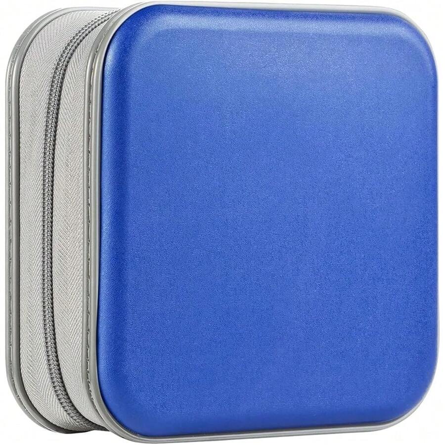 UENTIP DVD Case For Car,48 Capacity CD Case Portable Hard Plastic CD Organizer Wallet Protective CD Storage (48 Capacity, Blue){Inchcolor_nameinch:Inchblueinch} - Blue - View 1