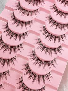 10 أزواج من رموش المانجا ذات الشريط الأسود، رموش مستعارة طبيعية متشابكة ناعمة، مثالية للتنكر والتمثيل، قابلة لإعادة الاستخدام