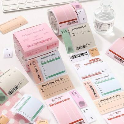 1盒拉出式标签贴纸，可拉出书写便签，适用于DIY日记、剪贴簿、文具、卡片、照片、杯子、手机壳装饰、信封礼品包装封口