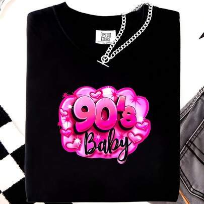 90s baby Classic Airbrush Style Graphic Retro Birthday Party T-Shirt220g M-en's Basic Cotton T-Shirt - Unmatched ComforT-Suitable for all people, whether woM-en or M-enhigh-quality durable fabric suitable for all seans,ft to the touch but built to lastBreathabletops woM.en fall outfiT.S for woM.en vaC.Ation outfiT.S woM.en halloween costume