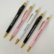 5pcs/Set Funny Cute Kawaii Cartoon Praise Neutral Pen Ballpoint Pen Black Ink Student Pen Ballpoint Pen Gift Stationery Office Supplies Gift For Colleagues, Friends