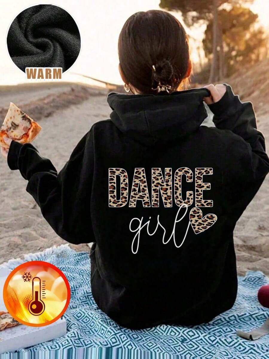 [Valentine's Day]Girls Casual Printed Pullover Sweatshirt Sweatshirt Set, Autumn/Winter Student Style, Long Sleeve Fleece Lined Thickened Top