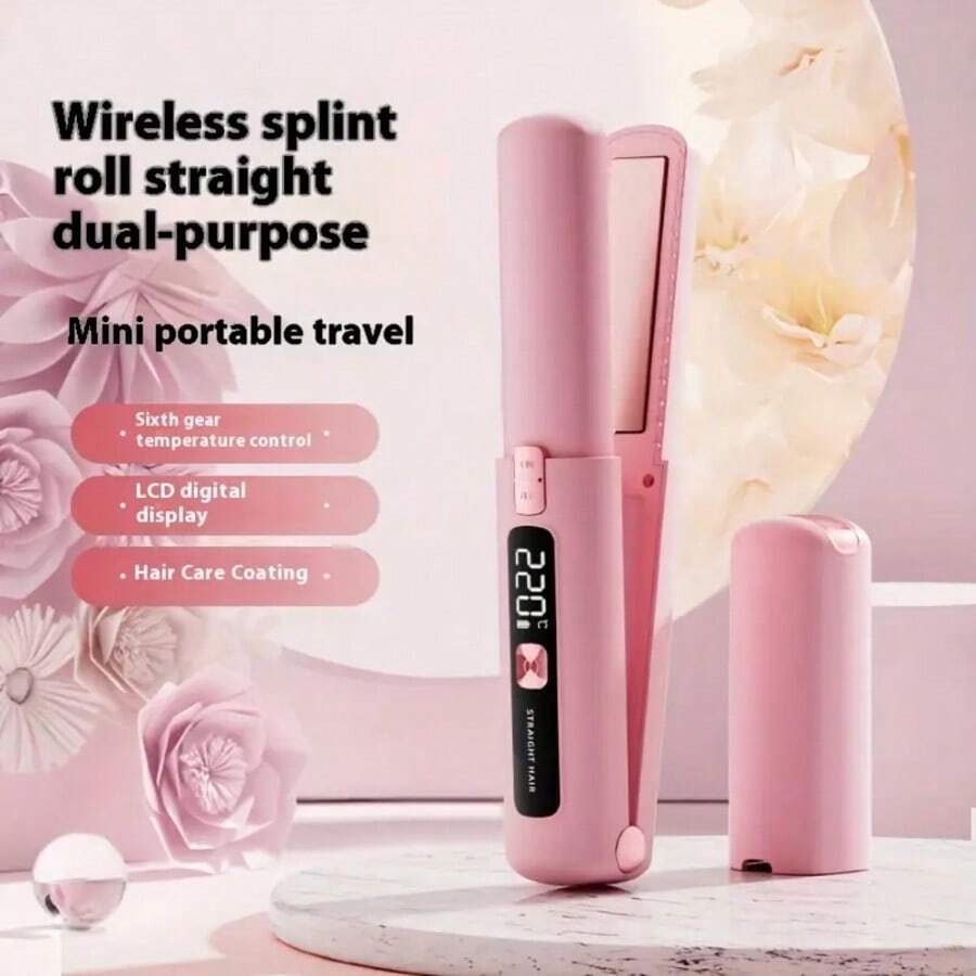 Ferro arricciacapelli ricaricabile rosa, 7 impostazioni di calore regolabili