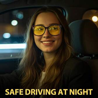 Night Driving Glasses For Women, Anti Glare Night Vision Glasses Polarized Yellow Nighttime Glasses UV400 Protection