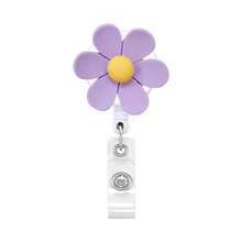 1 Peça Carretel Retrátil de Crachá com Clipe de Flor de 6 Pétalas Colorida e Crocodilo, Porta-Crachá Elástico, Presente de Feriado, Adequado para Médicos, Enfermeiros, Trabalhadores de Escritório, Festas, Volta às Aulas - Multicolorido - Visão 21