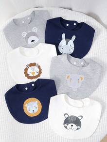 momscare Random 3pcs Baby Boys Bandana Bibs With Cute Animal Patterns
