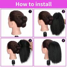 卷曲马尾假发接发爪夹 Yaki 黑色马尾假发接发，适用于卷曲直发夹式马尾假发 - 黑色 - 查看 8