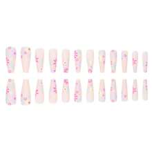 Full Folwer Fake Coffin Nails Pink False Nails Full Cover Acrylic Long Fake Nails For Women And FFgirls 24PCS{Inchcolor_nameinch:InchColor2inch} - Color2 - View 3