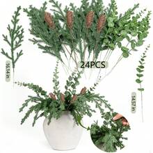 24pcs Araucaria Branches, Suitable For Autumn/Winter Decor, Christmas Decor, Home Decor, Room Decor, Tabletop Center Decor, Vase DIY Decor - Green - View 10