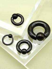 1 sztuka, nowy, gotycki, czarny, chirurgiczny pierścień ze stali nierdzewnej, pierścień do przekłucia przegrody nosowej, kolczyk do nosa, hip-hopowe kulki sprężynowe, okrągły sztanga dla kobiet i mężczyzn, seksowny pierścień BCR Piercing PA, super biżuteria do ciała, ekspander do uszu Helix, 12G-00G- 0,48 cala, duży rozmiar