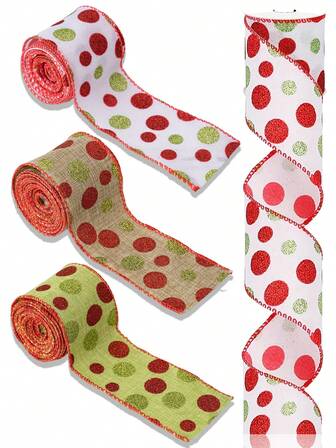 1 szt. wstążek do pakowania prezentów świątecznych, taśma z kreatywnym wzorem w groszki, wstążki do pakowania prezentów, artykuły do pakowania prezentów, odpowiednie do dekoracji świątecznych, prezenty świąteczne, opakowania na prezenty, artykuły imprezowe, najlepszy wybór na świąteczne prezenty, dekoracja choinkowa, akcesoria do dekoracji pudełek na prezenty, dekoracja wieńca świątecznego, rękodzieło, prezenty dla przyjaciół, dekoracja ścienna