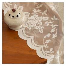 Vintage Kitchen Curtains 54 Inch Length Beige Short Lace Curtain Panels WithFloral Patterns And Scalloped Edges Rustic Style Sheer Curtains For Small Windows W52 X L54 Beige - 多色628 - 查看 3