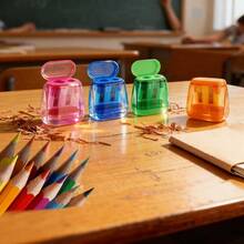 2/4/6/8/PCS Manual Pencil Sharpener - Dual Hole Compact Handheld Design, Suitable For Children, Students, Classrooms, And Home Offices Christmas Gifts, New Year Gifts. Random Color Pattern