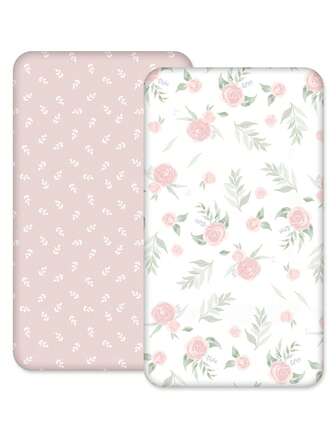 GLLQUEN BABY Crib Sheets 2 Packs For Boys Girls, Fitted Sheet For Crib And Toddler Mattress, Super Soft Microfiber Baby Sheet 47x24x6in, Oeko-Tex Certificated