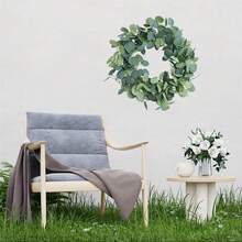 1/2pcs Artificial Eucalyptus Leaf Vine Decor, Faux Eucalyptus Leaves Garland For Wedding, Party, Table, Indoor/Outdoor Decoration - Army Green - View 5