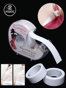 2 Rolls/1roll Of Waterproof Elastic Fiber Double-Sided Invisible Body Tape, Clothing Tape, With Strong Fixation All Day Long, 5 Meter Roll, Non-Woven Transparent Self-Adhesive, Bra Accessories, Suitable For Fixing Necklines, Chests And Clothing To Prevent Exposure, Suitable For All Skin Colors.