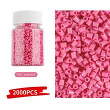 2000 piezas de cuentas Perler de 2.6mm de color rosa en botellas pequeñas recargables, ligeras y portátiles, adecuadas para hacer accesorios DIY y pequeñas decoraciones artesanales