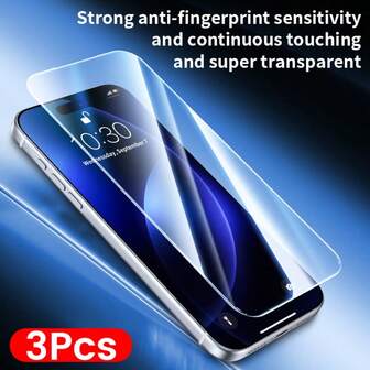 3pcs HD Tempered Film Bezel-Less Glass Screen Protector Anti-Drop Compatible With IPhone 17 16 15 14 13 12 11 XS MAX XR 8 7 6S Compatible With Samsung Galaxy OPPO INFINIX REDMI MI