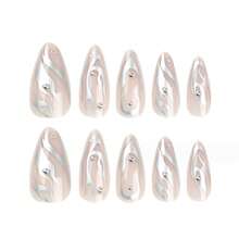 Fake Nails Long Silver Press On Stiletto Nails Full Cover Fire Acrylic Fake Nails For Women And FFgirls 24PCS{Inchcolor_nameinch:InchColor1inch} - Color1 - View 4