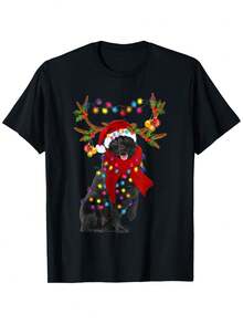 Camiseta de Navidad Schipperkes para Niñas y Niños - Gráfico de Reno Lindo con Luces, Camiseta de Algodón Suave y Transpirable para Niños y Niñas, Lavable a Máquina, Atuendo de Fiesta - Regalo de Navidad Perfecto (Negro con Accesorios Rojos) - Ropa Casual para Todo el Año, Ropa Festiva, Diseño Festivo Juguetón, Ajuste Cómodo - Negro - Ver 10