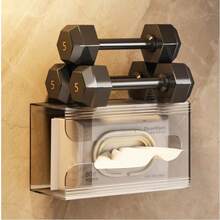 Elegant Wall-Mounted Wet Wipe Dispenser Set In Transparent And Black Finish, 80-Sheet Capacity, Space-Saving Bathroom And Kitchen Accessory For Hygienic, Quick-Reach Wipe Dispensing, Versatile For Personal Care, Makeup Desk, Baby Care, And Grooming Routines, Ideal For High-Traffic Surfaces, Easy Refill And Clean Design, Sleek Contemporary Fit With Crystal Clear Border - Grey - View 3