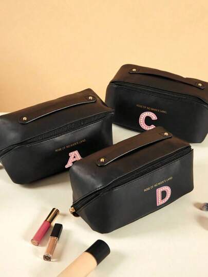 1pc Creative PU Pillow Shaped Makeup Organizer Bag - Large Capacity Travel Cosmetic & Toiletry Pouch With Zipper Compartment, Soft Padded Makeup Bag For Brushes, Lipsticks, Eyeshadows Storage, Waterproof Portable Toiletry Bag, Travel Diaper Organizer Tote