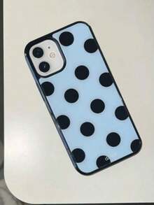 Fashionable Cute Polka Dot Glossy Soft Phone Case, Compatible With IPhone 17 Air, 16, 15, 14, 13, 12, 11 Pro Max, 16, 15, 14 Plus, Minimalist Creative Shock-Proof Back Cover - Các chấm đen trên nền xanh dương - Xem 8