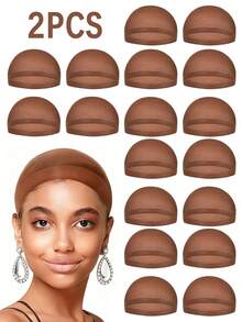 200 pezzi Cuffie per parrucche marroni - Reti per capelli elastiche e antiscivolo, cuffie per parrucche in nylon traspiranti a estremità chiusa, ideali come set regalo di Natale per donne e uomini