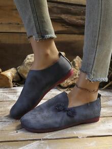 أحذية نسائية ذات قاع ناعم مع زخرفة فيونكة، طراز كلاسيكي متعدد الاستخدامات للربيع والخريف، مقاسات كبيرة