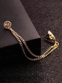 دبوس وشاح كريستالي قابل للتعديل، دبوس صدر بسلسلة شرابة للبدلات الرجالية، شارة قناع ماسية فاخرة، زهرة صدر عتيقة، هدية لحفلات عيد الميلاد وعيد الهالوين