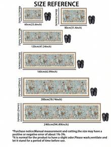 1pc Diatomite Kitchen Mat, Elegant Blue Floral Pattern, Cushioned Anti-Fatigue Kitchen Rug, Absorbent & Non-Slip, Suitable For Kitchen, Bathroom, Entryway, Laundry Room - Multicolor - View 5