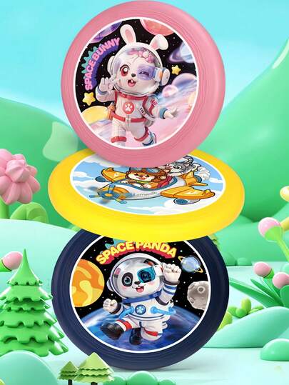 儿童软式飞盘玩具套装，卡通图案，色彩鲜艳，飞行稳定，飞行距离远，适合室内/室外多人竞技运动，适合3-12岁男孩女孩，生日礼物