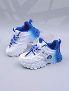 Kids' Summer Sports Sneakers, Girls' Breathable Mesh Casual Chunky Sneakers, Comfortable Running Shoes For School, Middle & Big Children - Blue and White - View 4