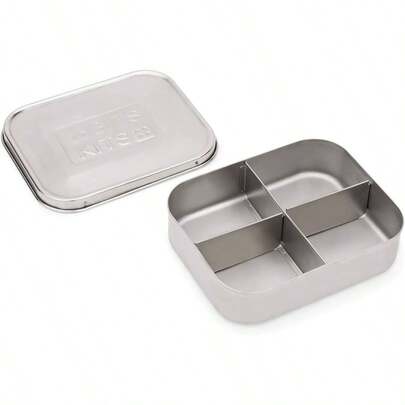 Stainless Steel Bento Box Lunch And Snack Container And Adults, 4 Sections