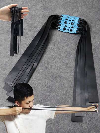 10pcs Outdoor Hunting Gear Slingshot Accessories, Black Positioning Rubber Bands, 0.65/0.75/1.0mm Thickness Options, Wear-Resistant Flat Rubber Bands With Durable Elasticity For Slingshot Shooting