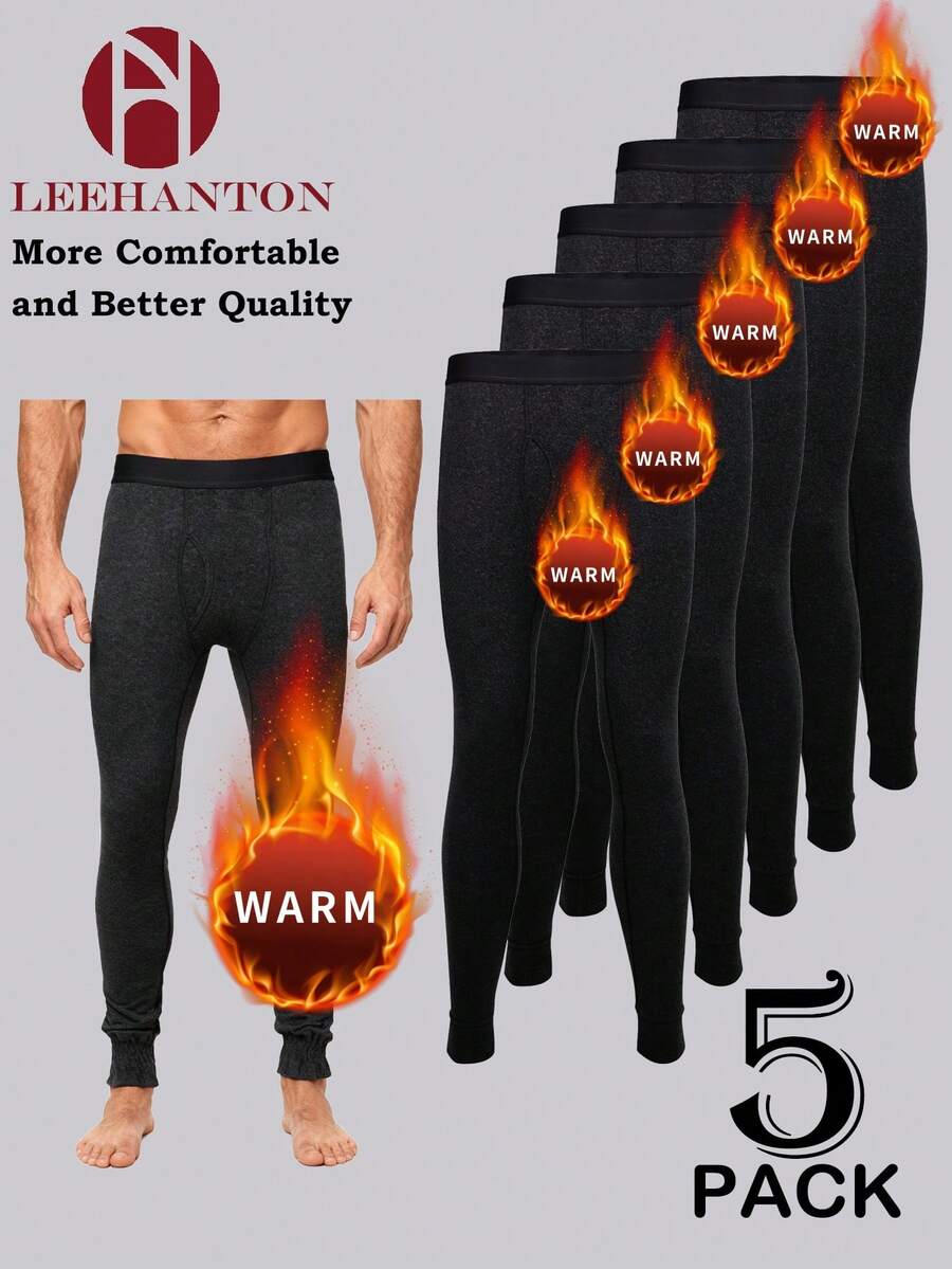 5-Pack, Men's Autumn And Winter Thermal Trousers, Winter Leggings, Ski Pants, Home Pants, Pajama Pants, Casual Sports Leggings,Men's Performance Thermal Pants